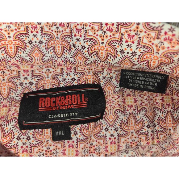 Rock & Roll Denim Mens Classic Fit Button-Up Shirt XXL Short Sleeve Paisley - Picture 5 of 6